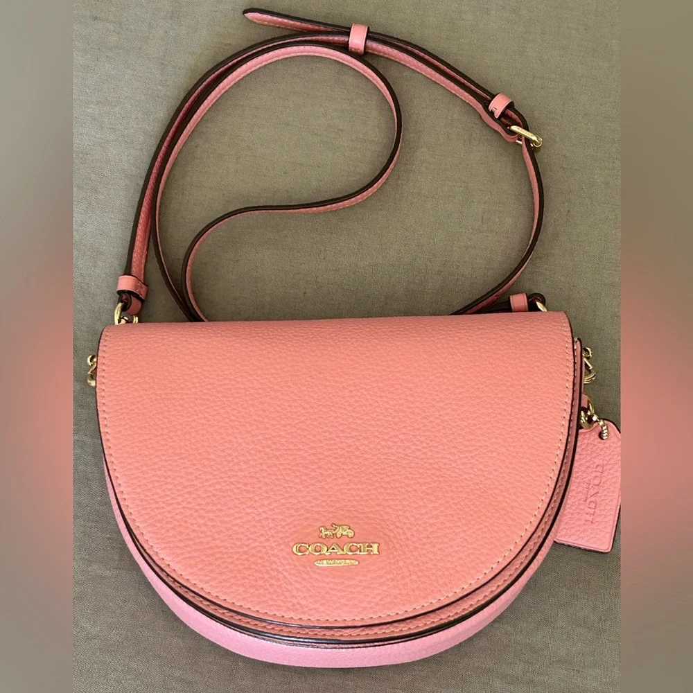 COACH Ellen Pebble Leather Flap Crossbody Bag in Bubblegum Pink - Picture 6 of 12